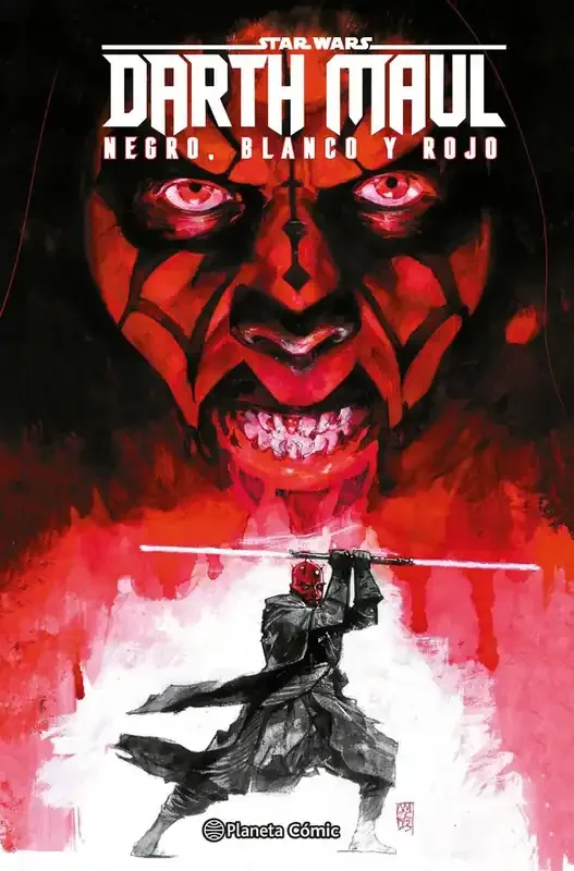 Star wars darth maul blanco, negro y rojo